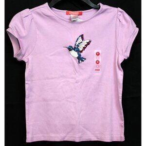 2005 Gymboree Romantic Garden Shirt sz 7 Hummingbird Sequin Embroidered Pink-Pur
